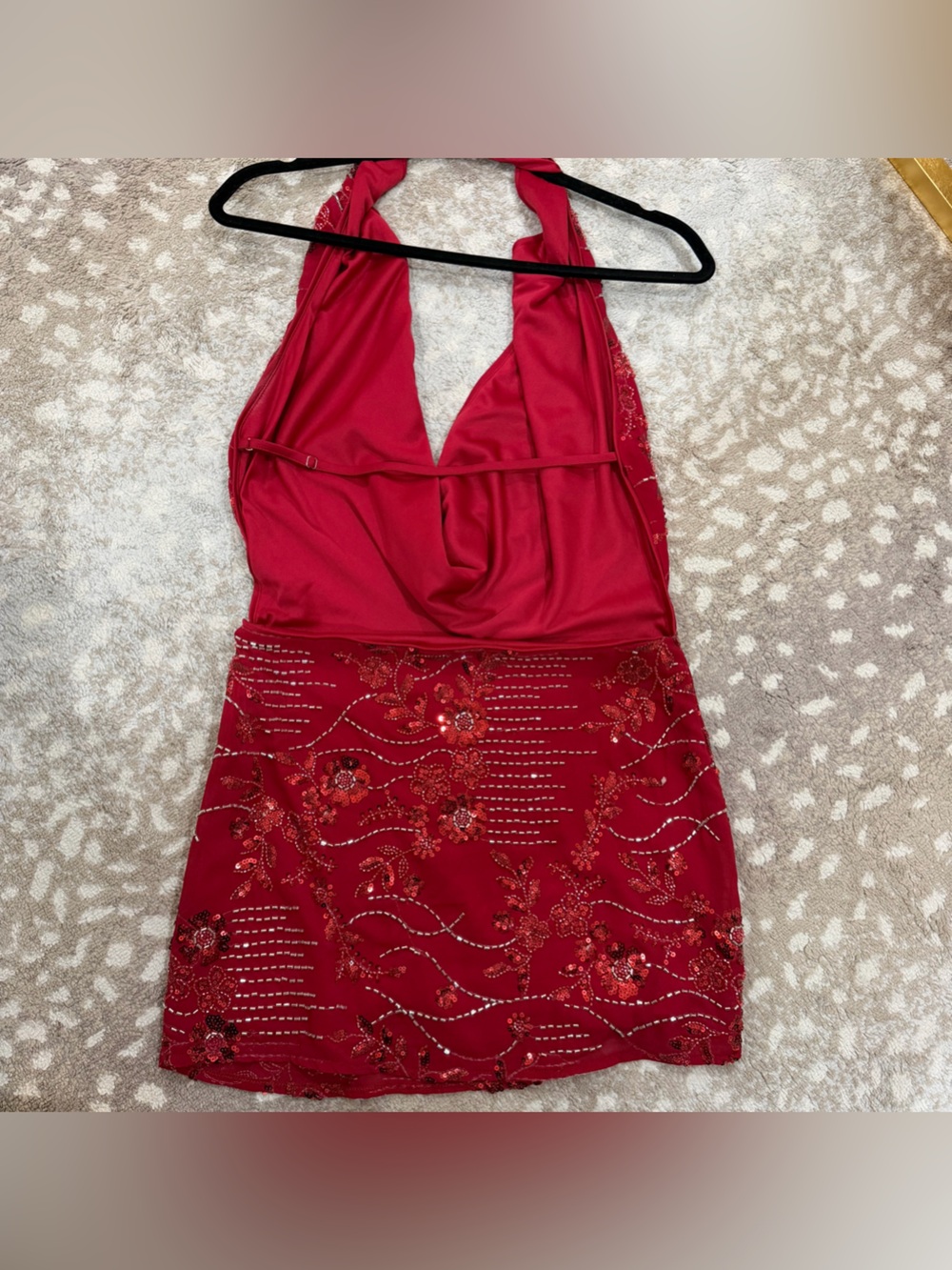 Peppermayo Red Beaded Halter Mini Dress - Picture 8 of 10